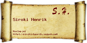 Siroki Henrik névjegykártya